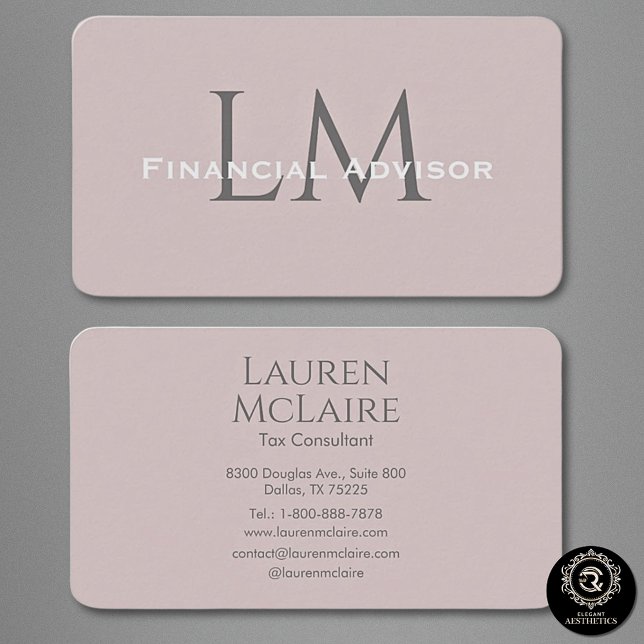 Neutral Rose Taupe Monogram Business Card Visitkort (Skapare uppladdad)