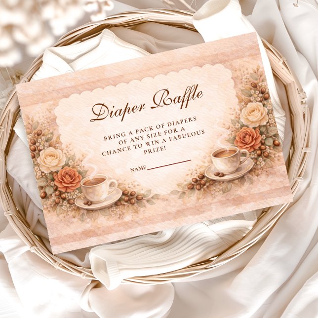 Neutral Rustic A Baby Is Brewing Diapper Raffle Tilläggskort (Skapare uppladdad)