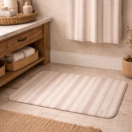 Neutral rustic lantgårdsrandig beige & taupe badrumsmatta