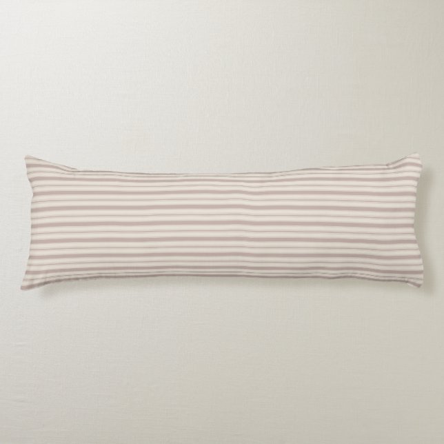 Neutral rustic lantgårdsrandig beige & taupe kroppskudde (Framsidan)