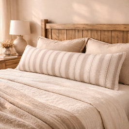 Neutral rustic lantgårdsrandig beige & taupe kroppskudde