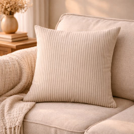 Neutral rustic lantgårdsrandig beige & taupe kudde