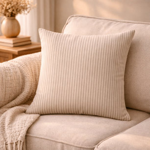 Neutral rustic lantgårdsrandig beige & taupe kudde