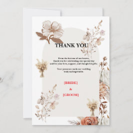 Neutral Rustik Bröllop Tack Kort