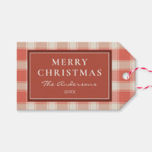 Neutral Rustik Röd och Kräm Rutig Gingham Jul