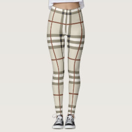 Neutral Rutig Klassisk Mönster Leggings