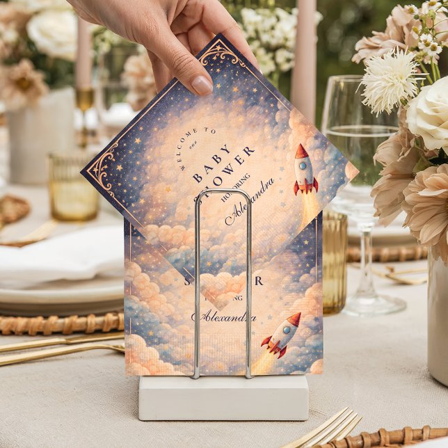 Neutral rymdraketstjärnor baby shower pappersservett (Skapare uppladdad)