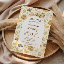 Neutral Safari Animals Wild One First Birthday