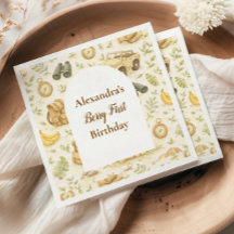 Neutral Safari Animals Wild One First Birthday