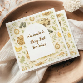 Neutral Safari Animals Wild One First Birthday Pappersservett