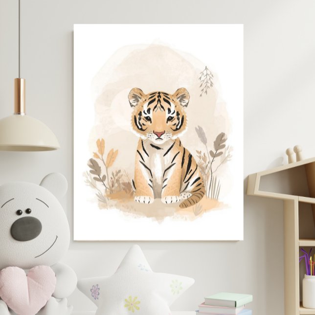 Neutral Safari Boho Tiger Nursery Kids Poster (Skapare uppladdad)