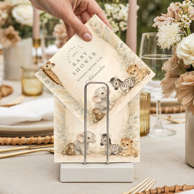 Neutral Safari Jungle Animals Baby Shower Pappersservett (Skapare uppladdad)