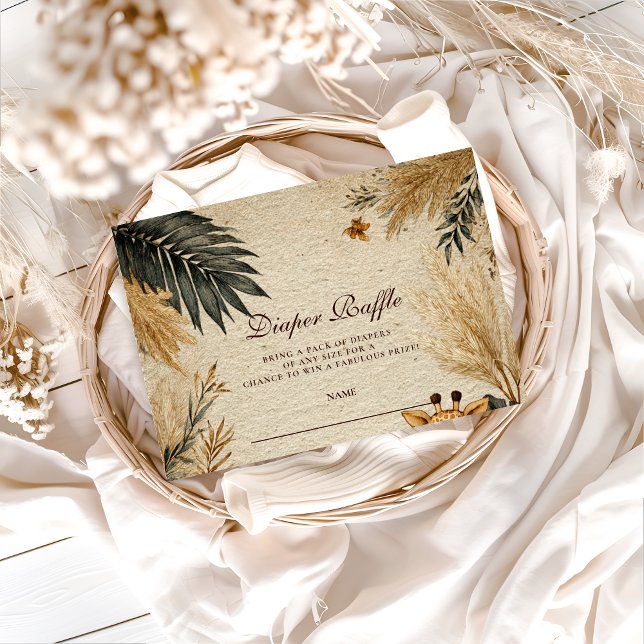 Neutral Safari Woodland Baby Shower Diapper Raffle Tilläggskort (Skapare uppladdad)