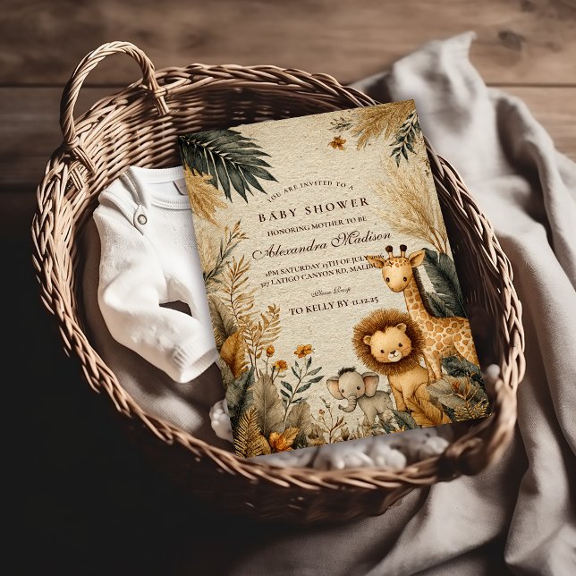 Neutral Safari Woodland Baby Shower Inbjudningar (Skapare uppladdad)
