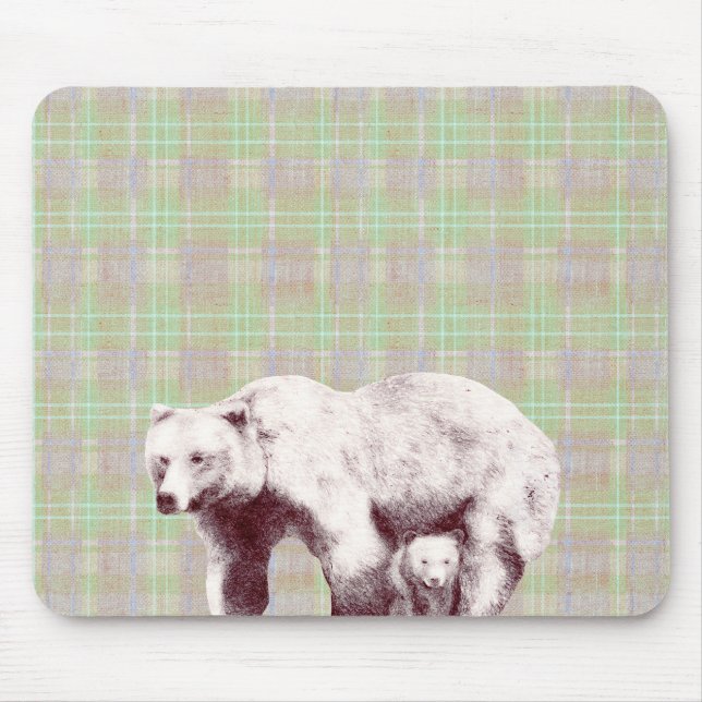  Neutral Sage Plaid Bear Musmatta (Framsidan)