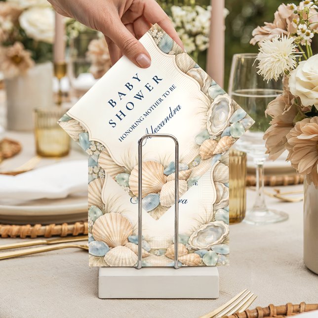Neutral Seaside Shells Baby Shower Pappersservett (Skapare uppladdad)