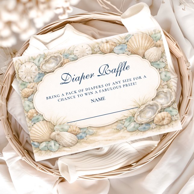 Neutral Seaside Shells Diapper Raffle Tilläggskort (Skapare uppladdad)