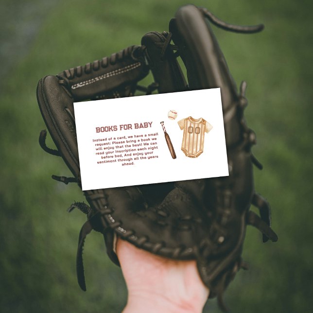 Neutral Slugger Baseboll Böcker för Babyfirande  Tilläggskort (Neutral Slugger Baseball Books for Baby Shower Enclosure Card)