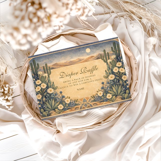 Neutral Southwest Cactus Botanical Diapper Raffle  Tilläggskort (Skapare uppladdad)