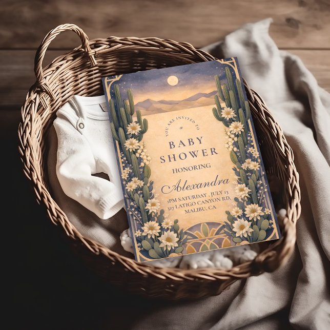 Neutral Southwest Cactus Botanicals Baby Shower Inbjudningar (Skapare uppladdad)