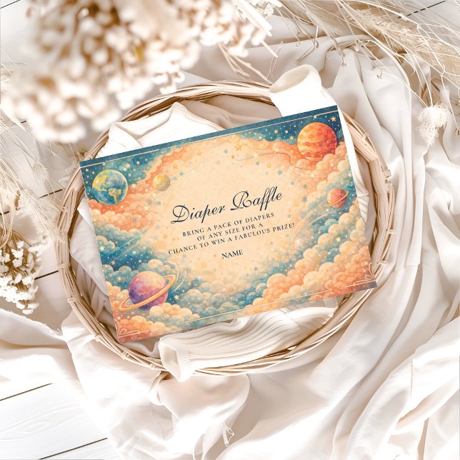 Neutral Space Planets Stars Diapper Raffle  Tilläggskort (Skapare uppladdad)