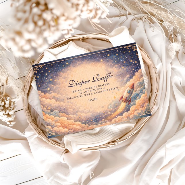 Neutral Space Rocket Stars Diapper Raffle  Tilläggskort (Skapare uppladdad)