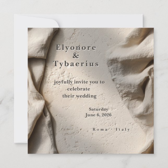 Neutral Stone Square Wedding Invitation Kort (Framsida)