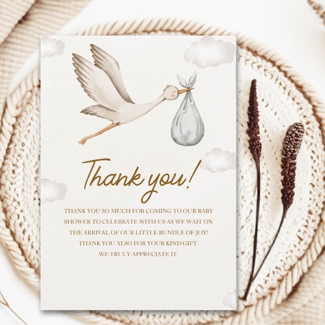 Neutral Stork Baby Shower – Gender Neutral Design Tack Kort (Skapare uppladdad)