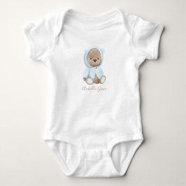 Neutral Støvblå Teddybjörn Personligt Namn T Shirt