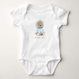 Neutral Støvblå Teddybjörn Personligt Namn T Shirt