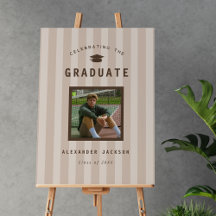 Neutral Stripes Graduation Party Welcome Sign
