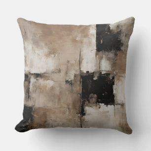 Neutral Svart Pecan Brun Beige Abstrakt Kudde