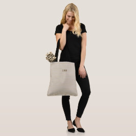 Neutral Tan Randig Classic Monogram Initialer Tygkasse
