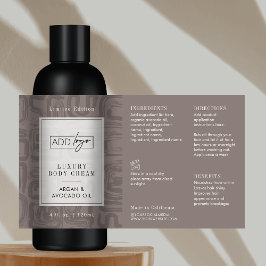 Neutral Taupe Beige Boho Logotyp 4OZ Kosmetisk Fla Rektangulärt Klistermärke