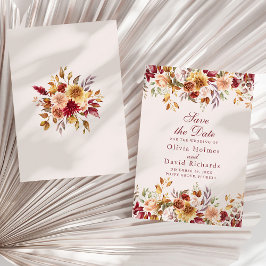 Neutral Taupe Bröllopsblommig Modern Spara Datumet