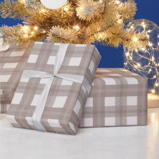 Neutral Taupe Christmas Plaid Pattern Presentpapper