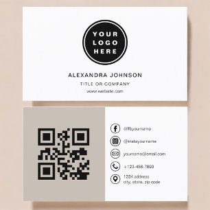 Neutral Taupe QR-kod för sociala medier Visitkort