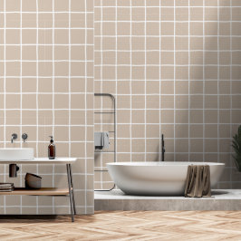 Neutral Taupe Rutig Rutnätsmönstrad Scandi Minimal
