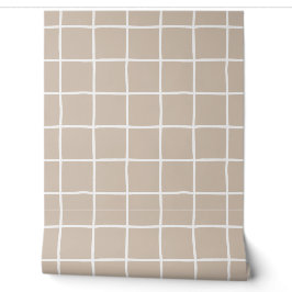 Neutral Taupe Rutnätsmönster Skandi Minimalist