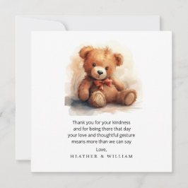 Neutral Teddy Bear Baby Shower Thank You Tack Kort