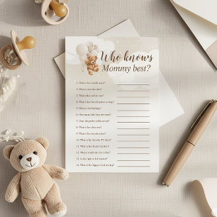 Neutral Teddybjörn som vet vem Mamma är bäst Spelk Inbjudningar