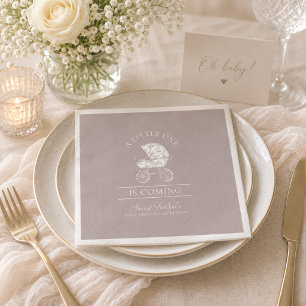 Neutral Toile de Jouy Baby Shower Pappersservett