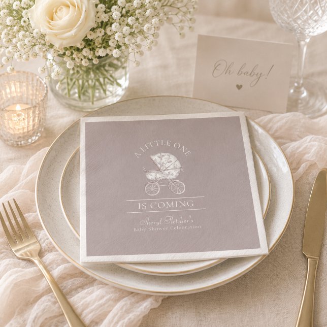 Neutral Toile de Jouy Baby Shower  Pappersservett (Skapare uppladdad)