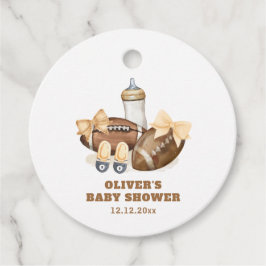 Neutral Touchdown Football Boy Baby Shower Gåvor Etiketter