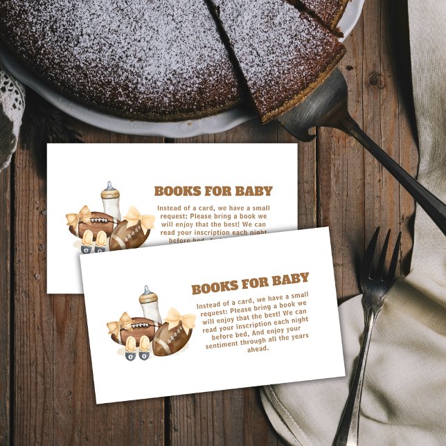 Neutral Touchdown Football Boy Books Baby Shower Tilläggskort (Neutral Touchdown Football Boy Books Baby Shower Enclosure Card)