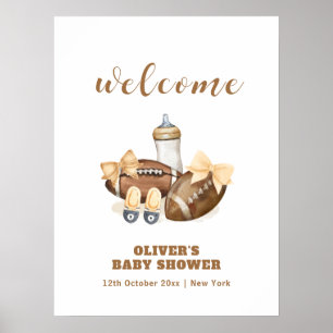 Neutral Touchdown Fotboll Baby Shower Välkommen Poster