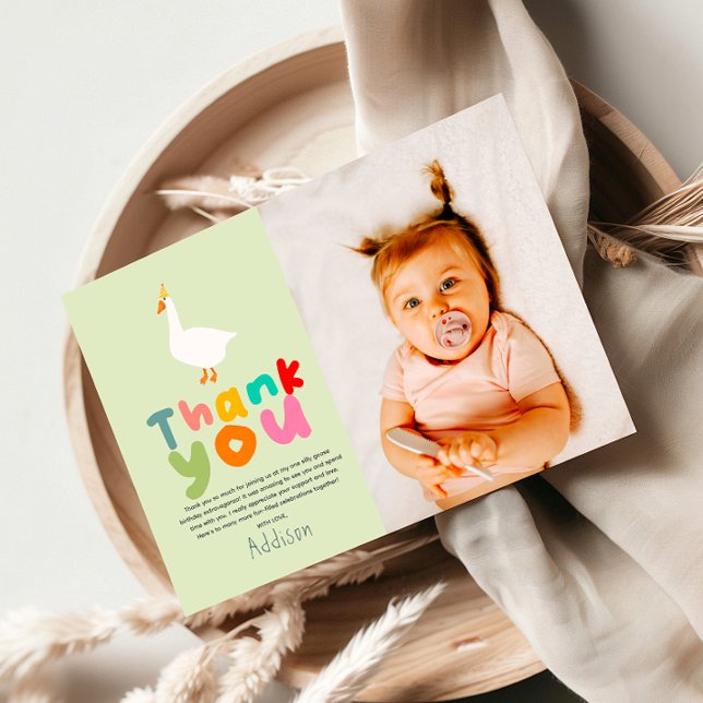 Neutral Två Dumma Gäss 2-års Födelsedagsfoto Tack Kort (Skapare uppladdad)