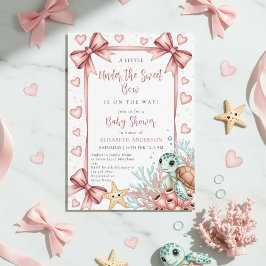 Neutral under the sea bow sweetheart baby shower inbjudningar