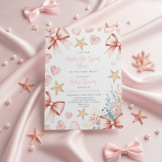 Neutral under the sea bow sweetheart baby shower inbjudningar