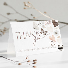 Neutral Valentines Baby Shower Butterly Thank You Tack Kort